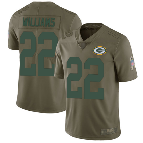 Green Bay Packers Limited Olive Men #22 Williams Dexter Jersey Nike NFL 2017 Salute to Service